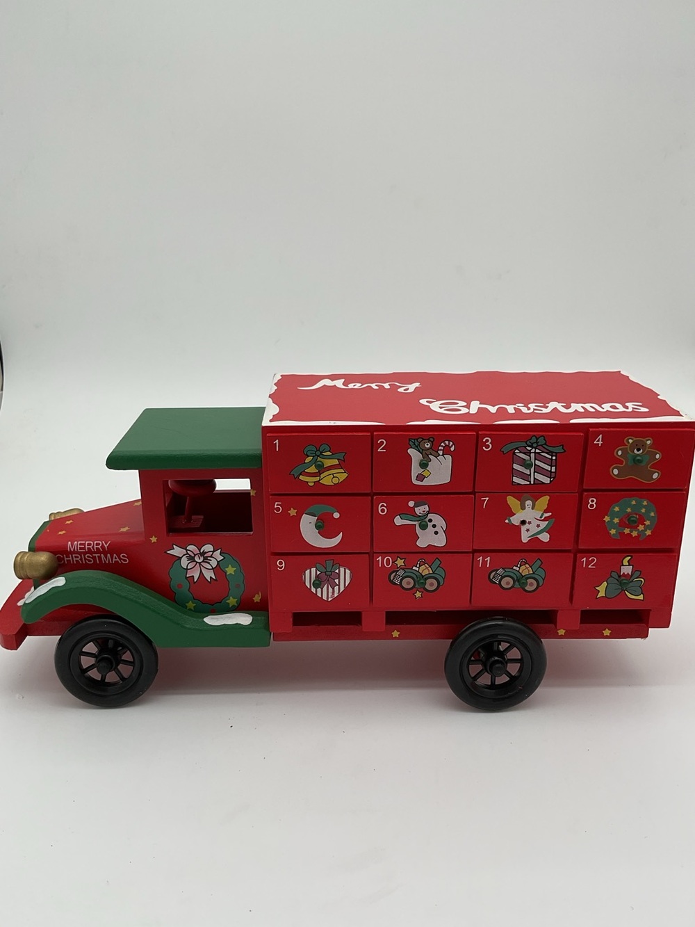 Merry Christmas Red & Green Holiday Countdown Truck- Advent Calendar - Flaw